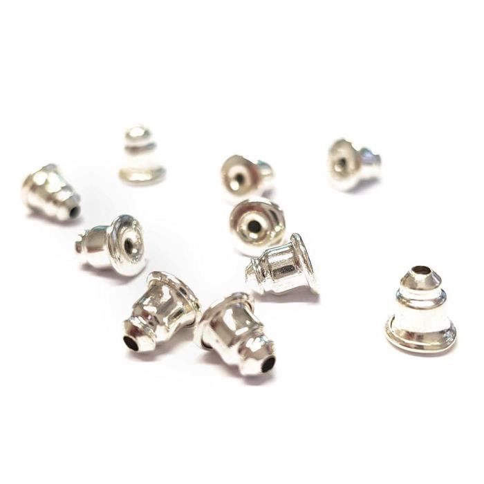 Accessoires création fermoir boucle doreille plaqué laiton(10 pièces) Argenté