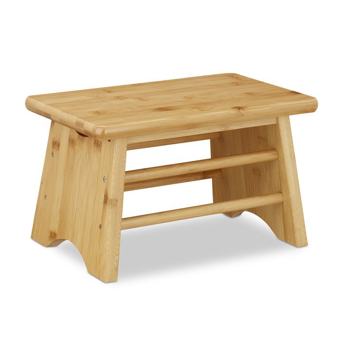 Relaxdays Tabouret bambou jusqu’à 100 kg escabeau siège enfants salle de bain repose-pieds 20x33x21 5 cm nature