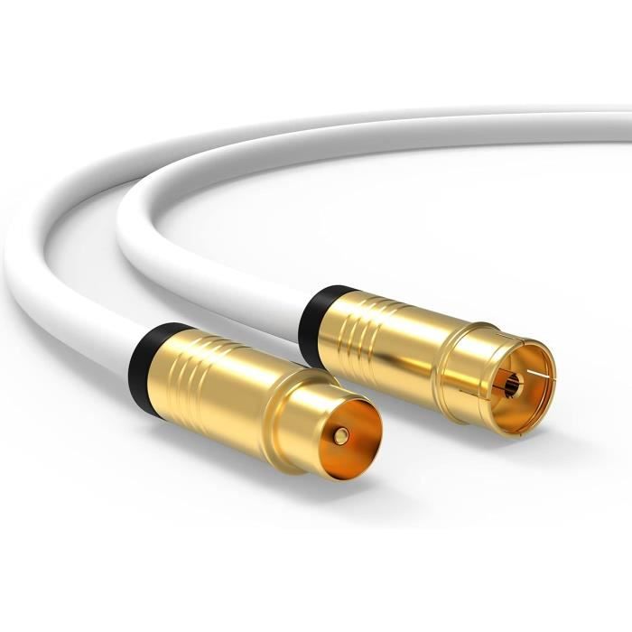 Câble Antenne TV 3 Mètres - Connecteur Mâle/femelle, 75 DB, Pour Smart TV, Décodeur TNT, Protection Anti-torsion