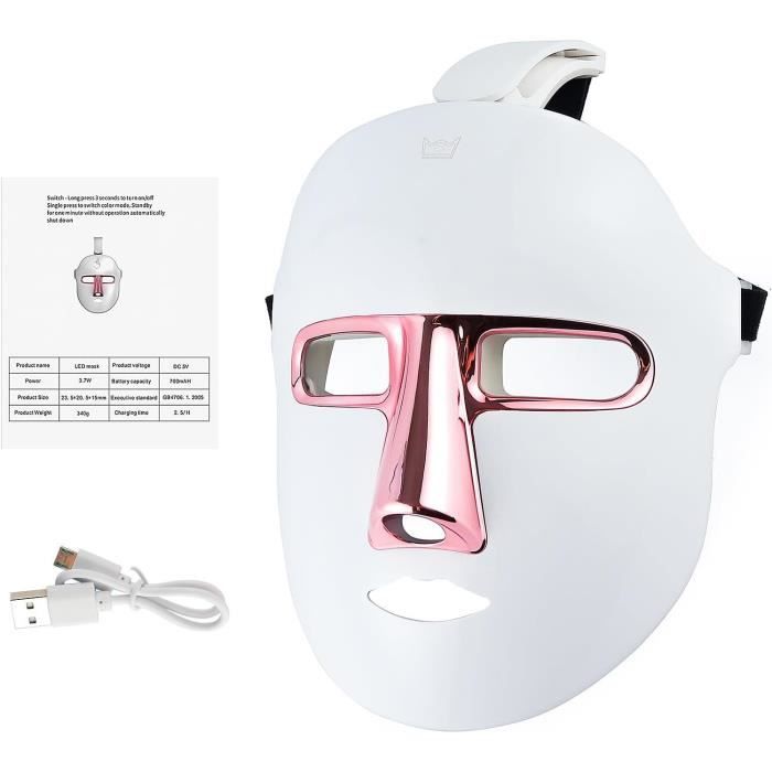 Masque LED De Luminothérapie 7 Couleurs - Soin Anti-Âge Et Anti-Acné Pour Le Visage