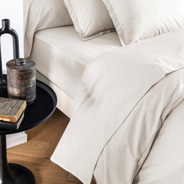 Drap housse coton percale bonnet 40 cm Écru 180x200 - SOMEO - Ecru - Fabriqué en France - Someo Drap housse coton percale bonnet 40 cm Écru 180x200 - SOMEO - Ecru - Fabriqué en France - Someo