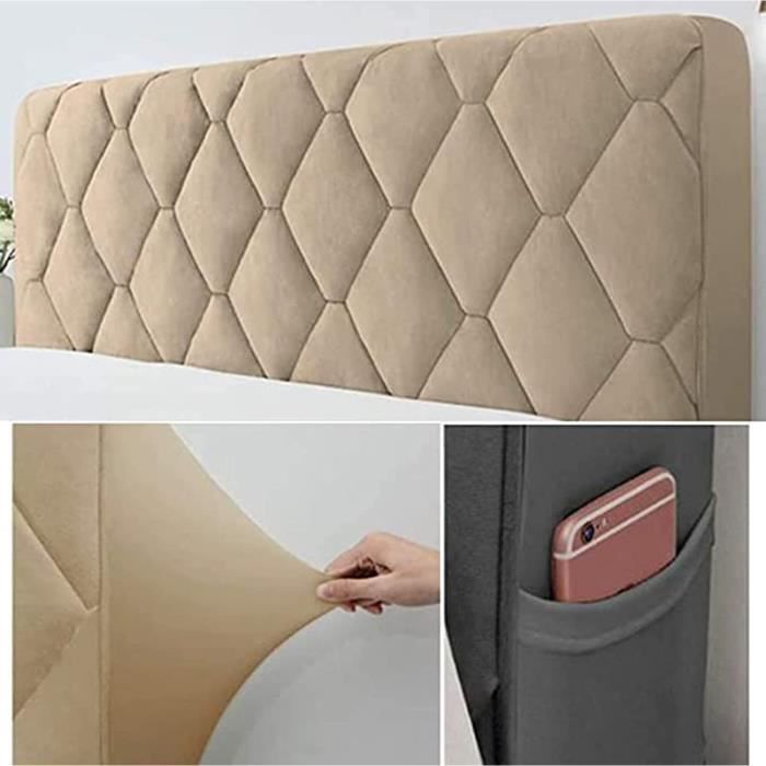 Housse Tête De Lit Extensible - Gris - 200cm - Polyester élastique - Protection Anti-poussière