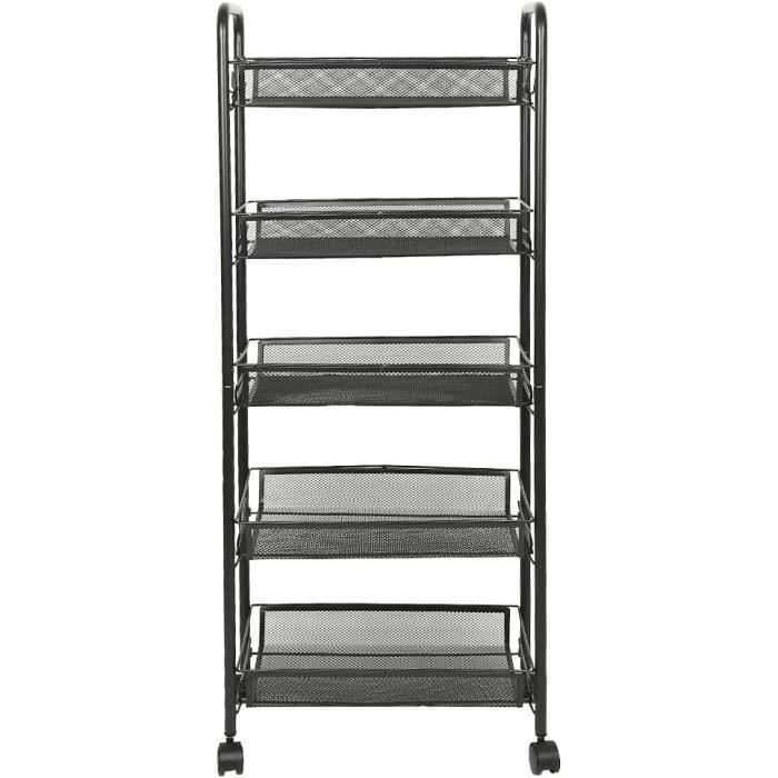 Chariot De Rangement Étroite 3 Étagères - 54.5x12.5x71cm - ABS Avec Roulettes - Pour Cuisine, Salle De Bain