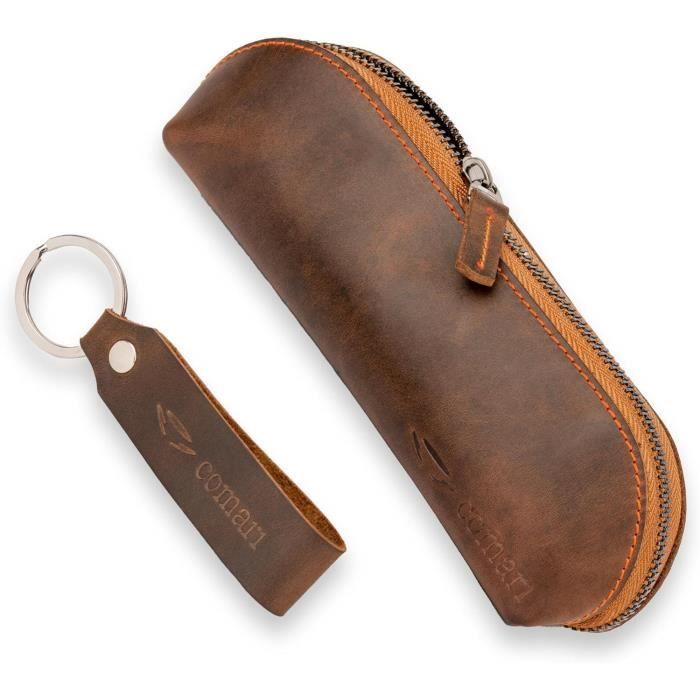 COMARI Premium Trousse en Cuir, Faite Main avec Fermeture éclair ...