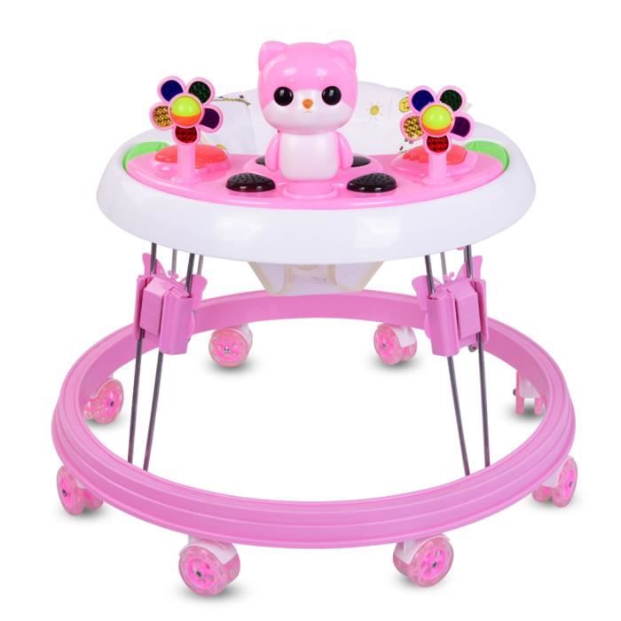 Trotteur Bebe Pliable pour Garçon et Fille avec 8 Roues en Caoutchouc  Silencieuses, Trotteur pour bebe de plus de 8 mois - Rose - Cdiscount  Puériculture & Eveil bébé