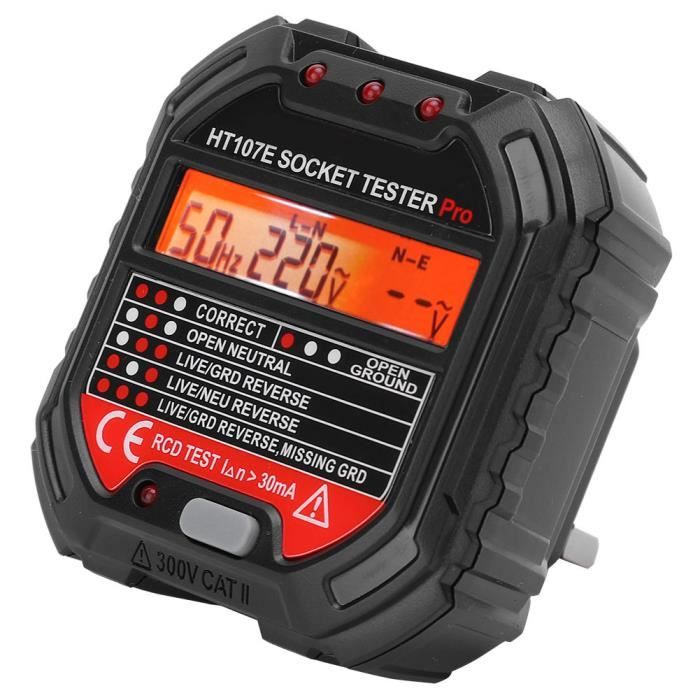 Irfora Testeur De Prise Électrique Portable – Détecteur De Tension Polarité Et Câblage Correct UE/UK/USA, Test RCD/GFCI Pour Sécurité Maison Et Bureau