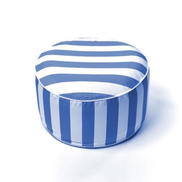 pouf gonflable today summer stripes bleu - 50x25 cm - tissu déperlant