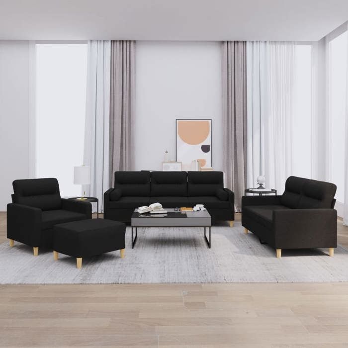 vidaXL Ensemble de Canapés avec Coussins 4 pcs Canapés avec Accoudoirs Ensemble de Meubles avec Repose-pieds Salon 3201564