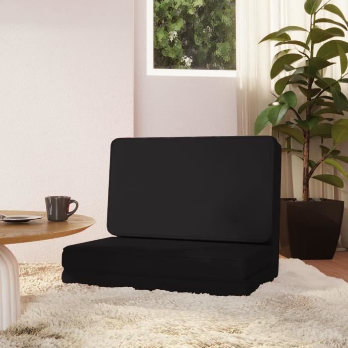 vidaXL Chaise pliable de sol Noir Similicuir