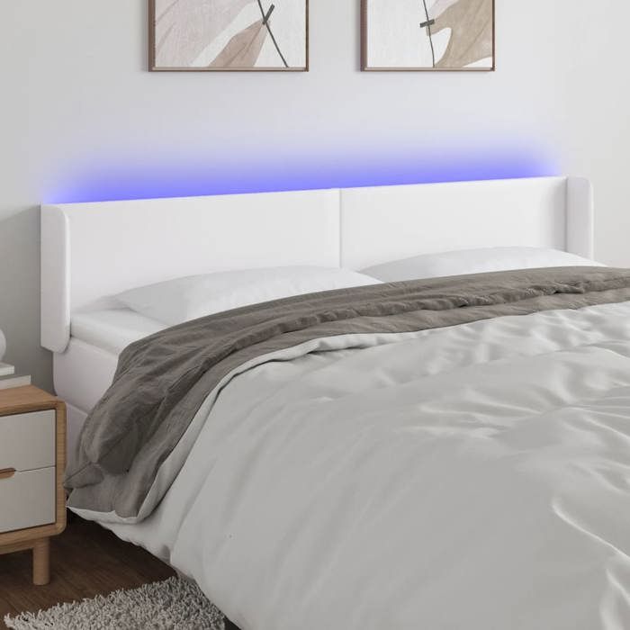 Tête De Lit LED VidaXL - Similicuir Blanc 200x5x78/88 Cm - Avec Bandes LED RGB