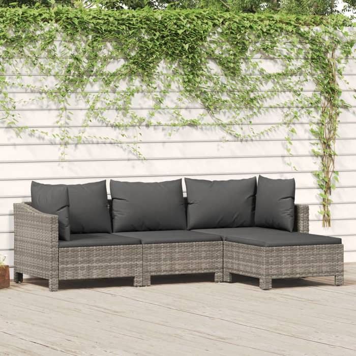 vidaXL Salon de jardin résine tressée 4 pcs - vue 3