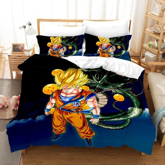 Dragon Ball Z - Parure De Lit Coton Enfant Manga Lit 1 Place, Housse De