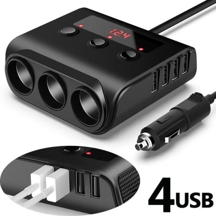 Chargeur Allume-cigare 100W USB-C Et USB-A Rapide - Avec Câble Spiralé 1,5 M, Compatible 12V/24V, Protection Multi-sécurité