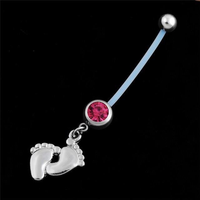 Anneau de nombril,pinkPiercing de nombril en acier chirurgical pour femme enceinte, bijoux de