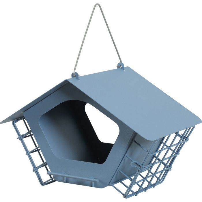 Mangeoire Cabane duo XL bleu pour graines et bloc de graisse pour oiseaux - zolux