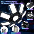 2PACK Éclairage LED Garage,320W Plafonnier d'atelier à LED 24000LM 6500k,Déformable à 7+1 E26/E27 Panneaux Réglables Lampe Garage-1