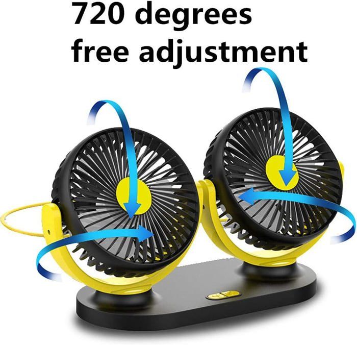 VGEBY Ventilateur électrique à Double Tête Ventilateur De Voiture 360 ° Rotatif à 3 Vitesses à
