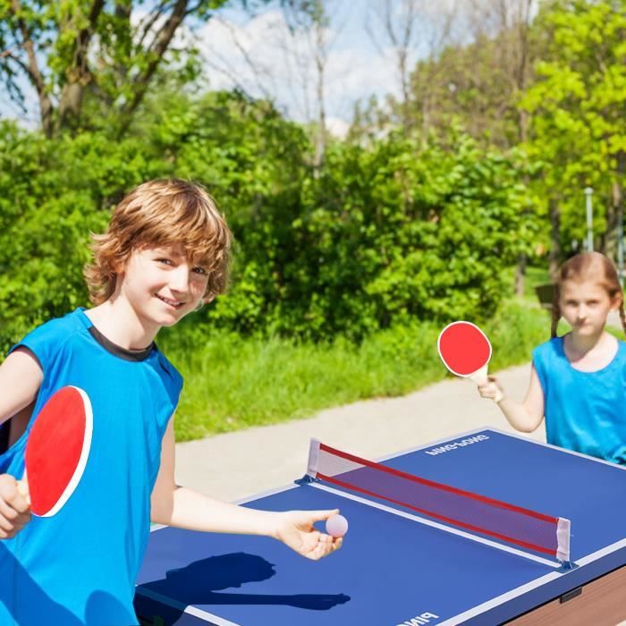 DREAMADE Table Jeu 3-en-1 – Baby-foot, Air Hockey, Billard – 123x58x83cm, Accessoires Inclus, Salle De Jeux
