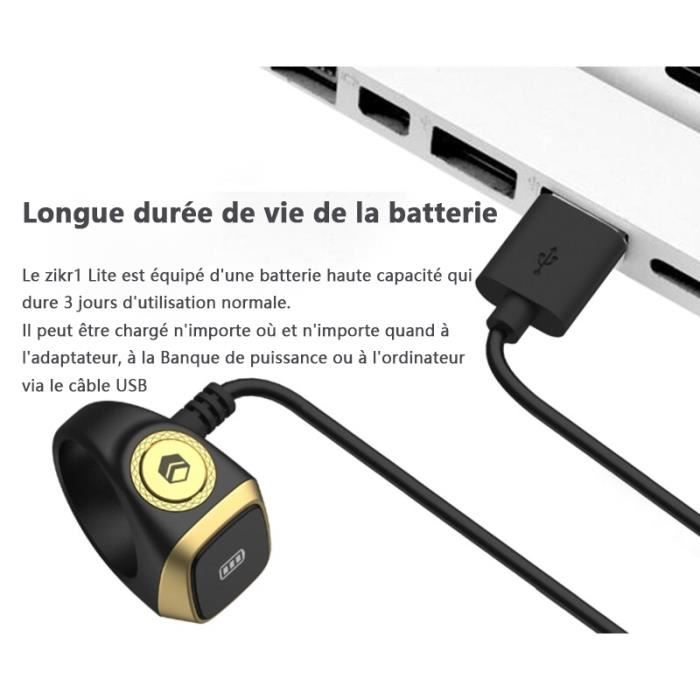 Compteur Tasbih Intelligent Smart Zikr – écran OLED, Rappel Prière, Recharge USB-C, Bracelet Réglable