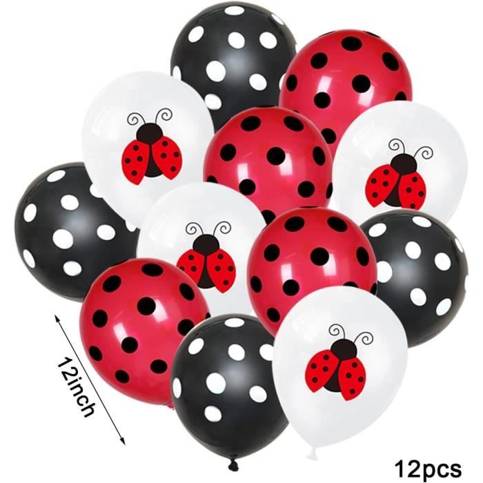anniversaire décoration thème coccinelle fille 2 ans rouge et noir