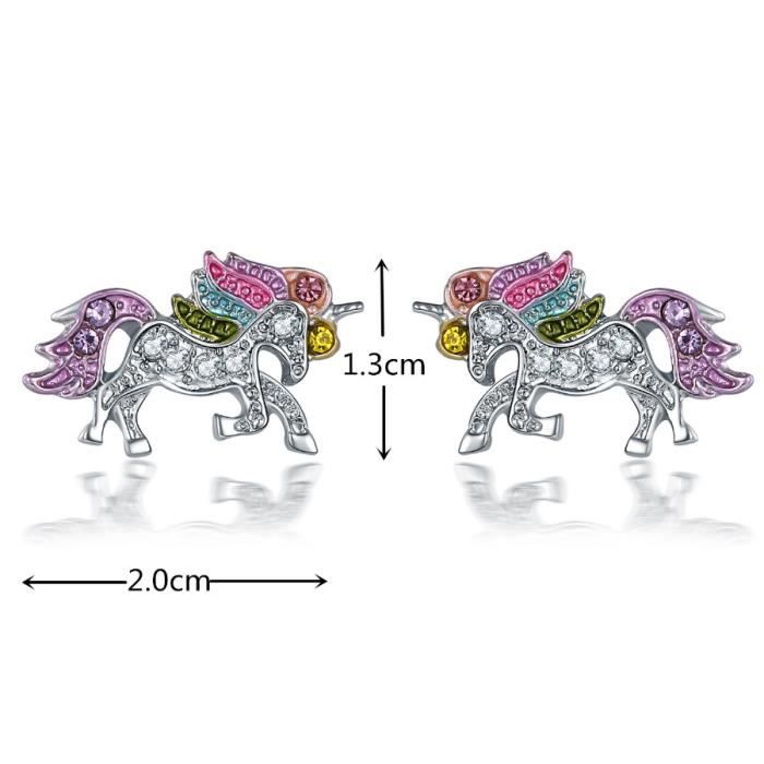 2PCS Ensemble De Bijoux Licorne - Collier Et Bague "You Are Magical" Avec Pendentif Coeur Pierre CZ - Cadeaux De L'anniversaire Noël Saint-Valentin Pour Elle Petite-fille Nièce, Zinc, Strass