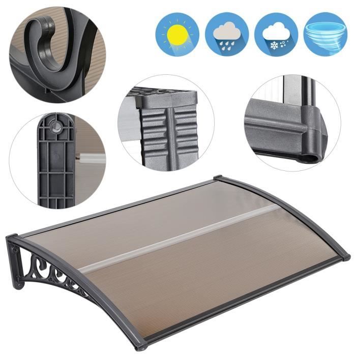 Auvent De Porte Extérieur En Polycarbonate Transparent - Marquise Solaire 40x170cm - Protection Contre Pluie Et UV Pour Patio, Entrée - 6