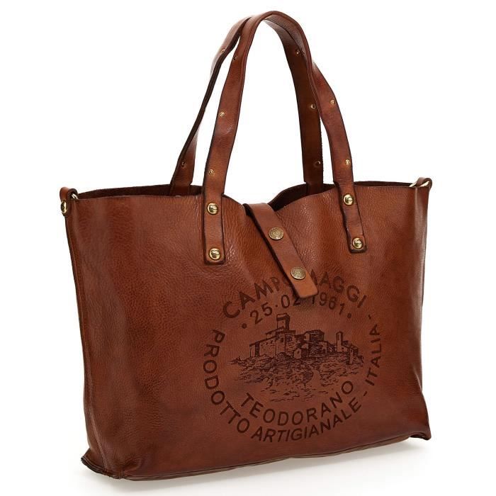 Campomaggi Sac de shopper Cuir 43 cm tasko01617 tasko01618 cognac