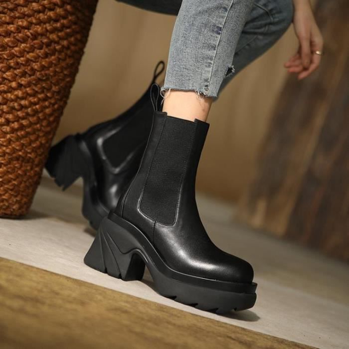 Bottine noir femme talon epais on sale
