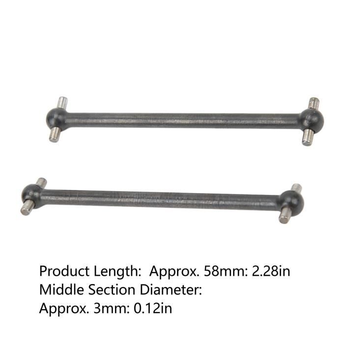 Lot de 2 arbres de transmission universels RC, échelle 1/10, pour
