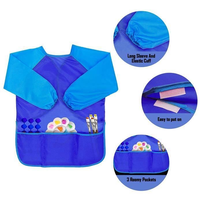 Ensemble tabliers et toque de chef pour enfants - Ensemble de tabliers d'art pour garçons et filles - Tablier de peinture pour enfants - Tablier de