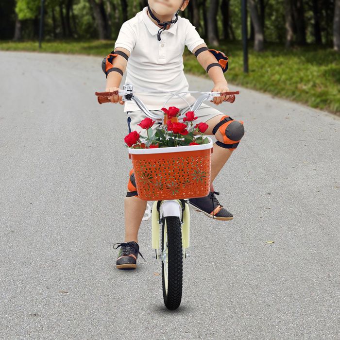 Wiefiche Vélo Enfant 14 Pouces Noir – 3 à 7 Ans (95-115 Cm), Roues Stabilisatrices, Panier Avant, Siège Arrière Avec Dossier, Hauteur Réglable