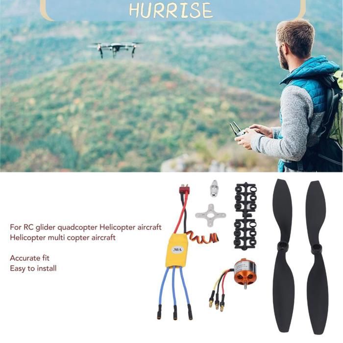 Motor Brushless A2212 13T 1000KV Con ESC 30A – Kit Para Avión RC, Incluye Hélices Y Accesorios Motor Brushless Para Avión RC