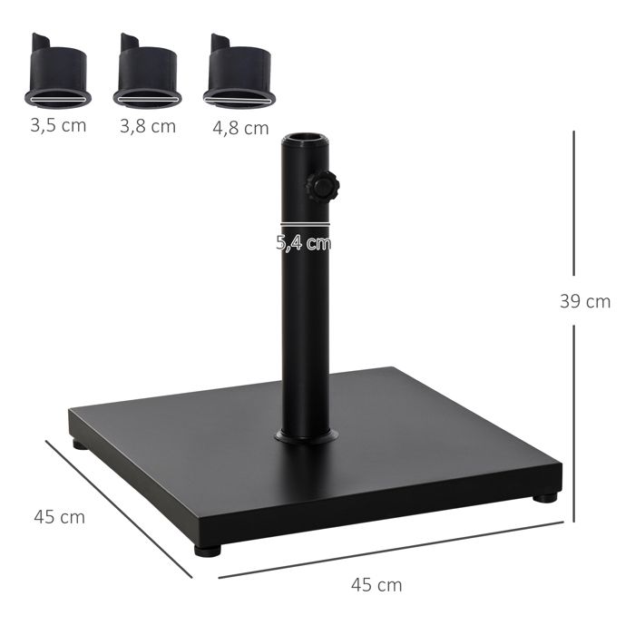 Pieds De Parasol Carr 233 Noir L 25kg Sanifer