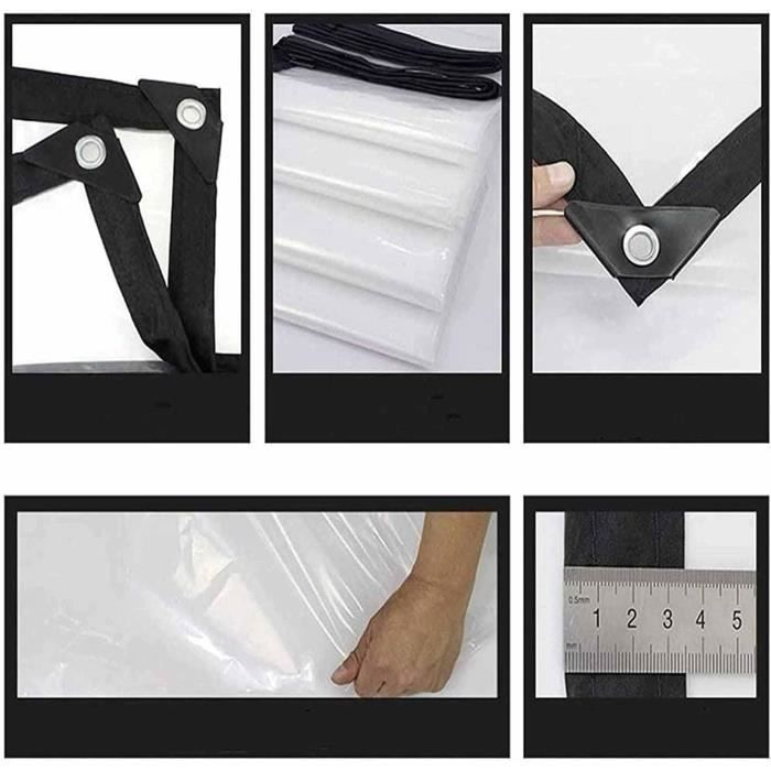 Rideau Transparent Imperméable Pour Terrasse Ou Balcon | CYTZS - Bâche PVC Avec Œillets 2x3m | Protection Contre Vent Et Pluie