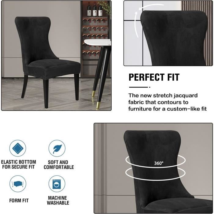 CLP Lot De 2 Chaises De Salle à Manger Kingston En Similicuir , Noir