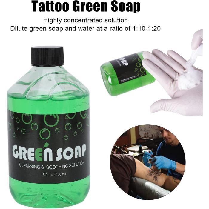 Savon Vert pour Tatouage, Savon Vert Professionnel Doux pour Salon de Tatouage pour Soins de
