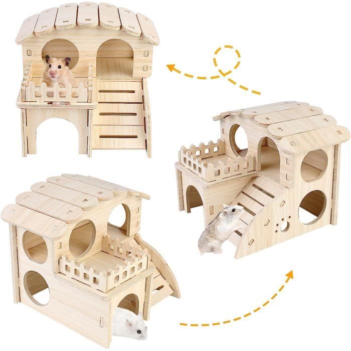 marque generique - maison Hamster bois jouet Escalier nain souris - Cage  pour rongeur - Rue du Commerce