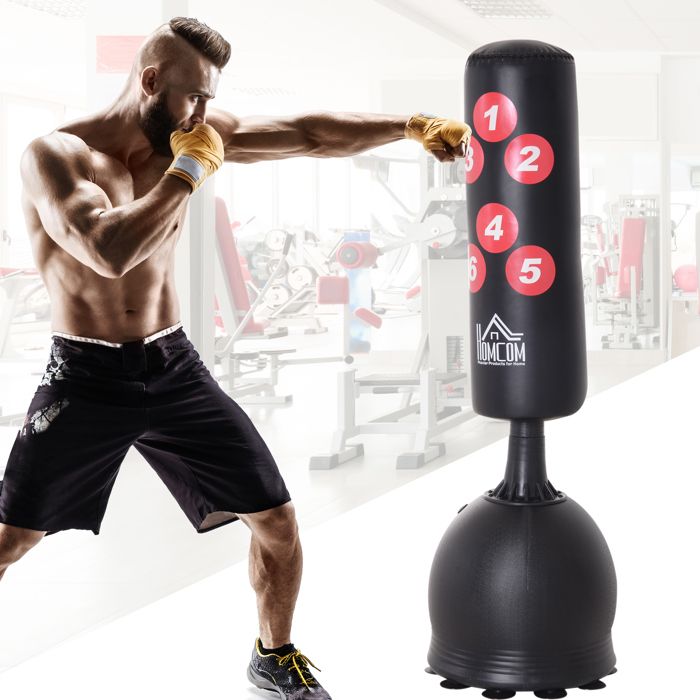 HOMCOM Sac de frappe boxe sur pieds punching ball autoportant