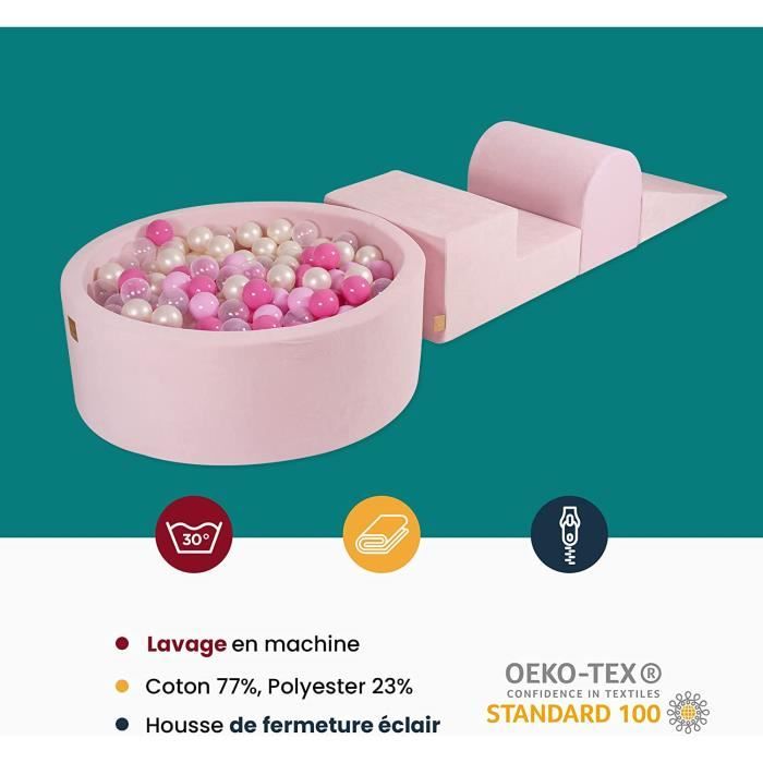 MEOWBABY Parcours Motricité Et Piscine à Balles En Mousse - Inclut 100 Balles Colorées, Velours Lavable - Pour Bébé Dès 1 An - Jeux Sensoriels Et Sécurité