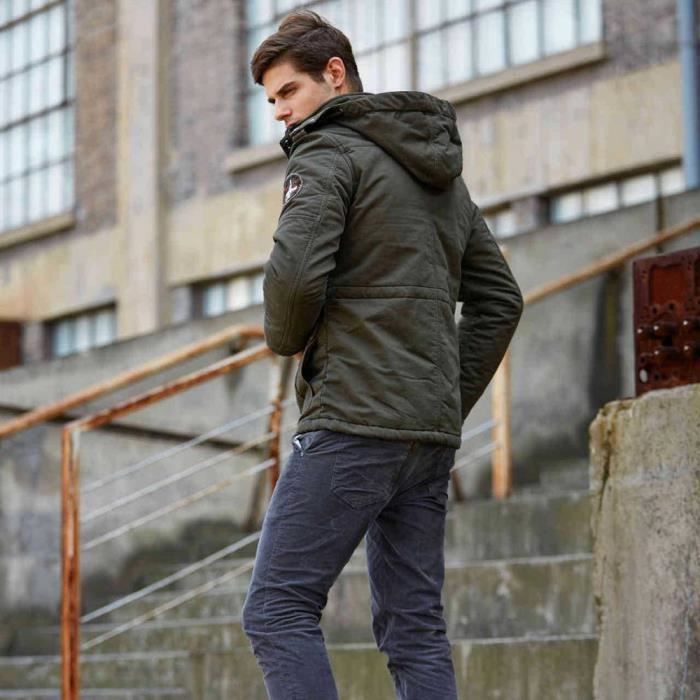 Manteau Homme Capuche Hiver Chaude Molleton Casual Veste Epaisse