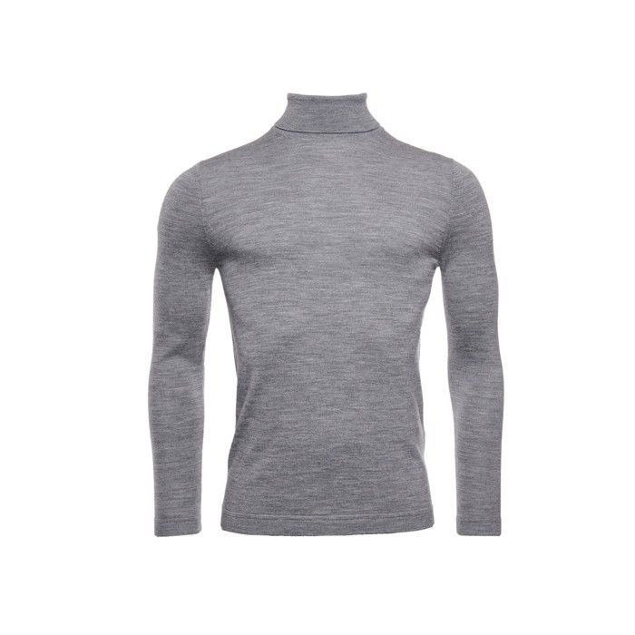 Pull en laine merinos Superdry col roule gris chine madison