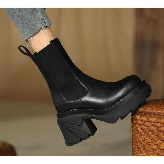 Bottine noir femme talon epais on sale