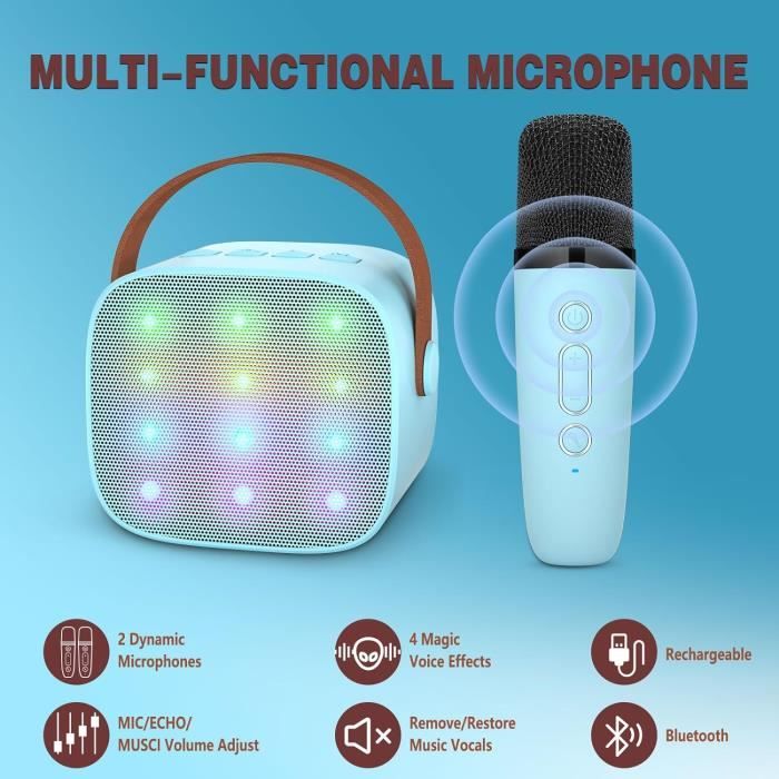 Tivifore Microphone sans Fil Karaoké, Micro Karaoke Enfant avec Lumières  LED de Danse, Micro Karaoké Bluetooth, Microphone Micro Karaoké Bluetooth  Enfants : : Jeux et Jouets