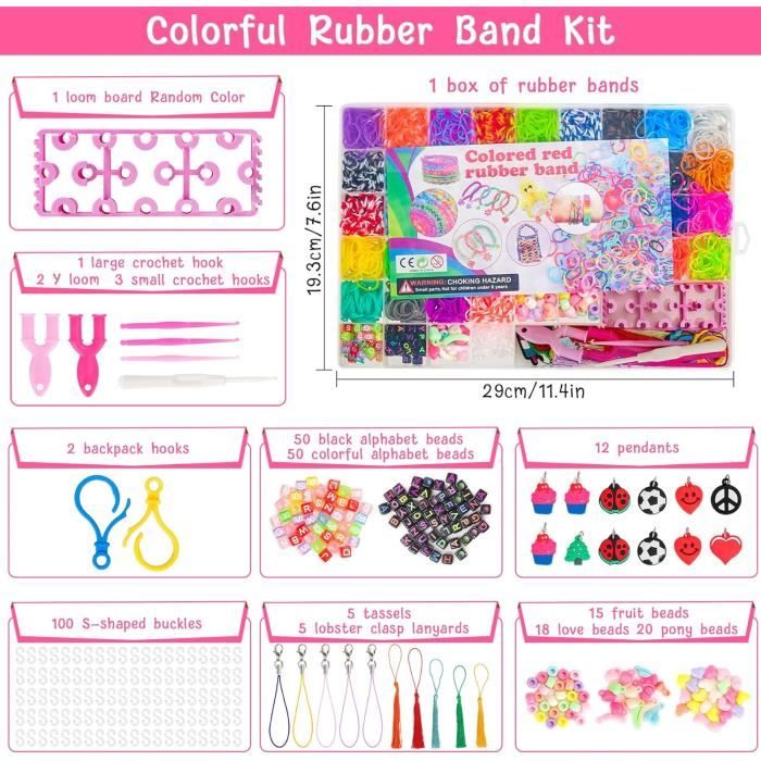 TOYESS 2500+Elastique Bracelet Kit, Bricolage Elastique Enfant Avec 32 Couleurs Rubber Loom Bands Amp Accessoires Kit Bresilien Pour Filles Cadeau De Anniversaire Enfants Taille Unique TOYESS 2500+Elastique Bracelet Kit, Bricolage Elastique Enfant Avec 32 Couleurs Rubber Loom Bands Amp Accessoires Kit Bresilien Pour Filles Cadeau De Anniversaire Enfants Taille Unique
