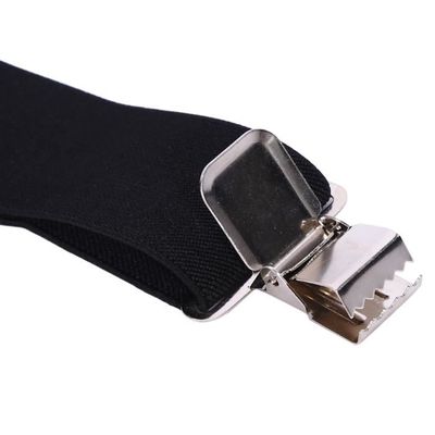 Lot de 2 porte-jarretelles réglables pour homme avec clip robuste, noir, une paire
