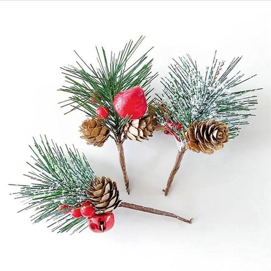 Lot De Pommes De Pin Artificielles Aiguilles De Pin Cloches Baies Rouges Arrangement Floral De Noel Pour Travaux Manuels A593 Cdiscount Maison
