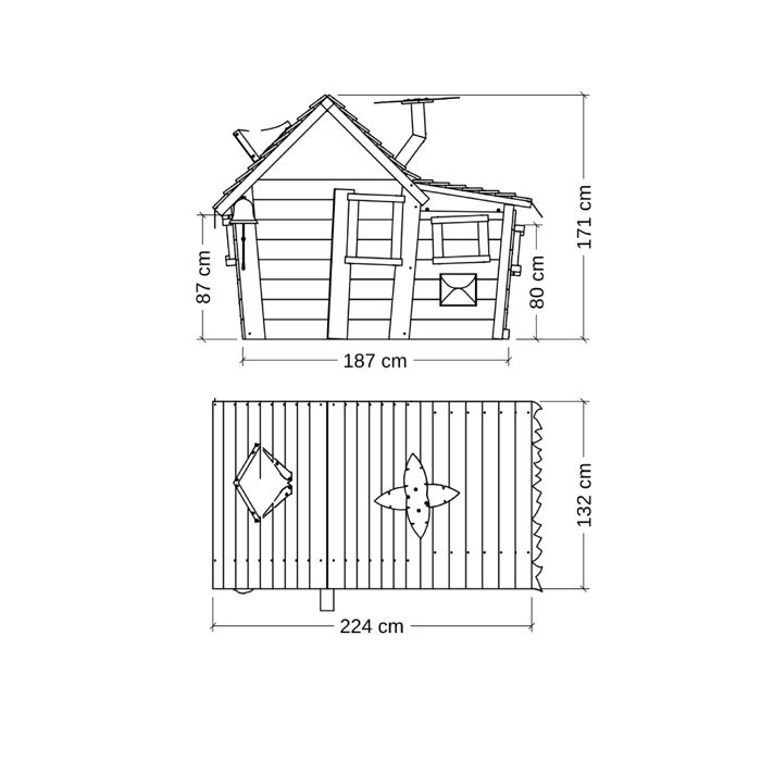 PARADISO Cabane De Jeu Maison – Gris/Bleu/Vert, Avec Fenêtres Ouvrantes Et Volets, Pour Jardin Ou Chambre