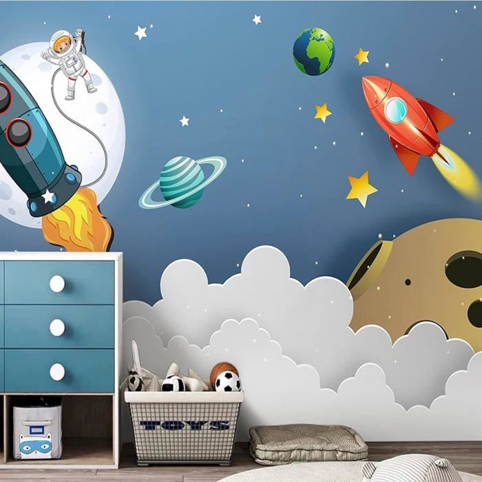 Papier peint espace astronaute fusée planète Satellite papier peint ...