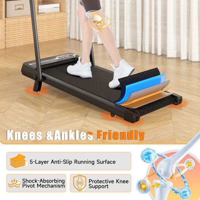 Tapis De Marche/course VINATO Inclinable 5% - 2.5CH, Vitesse 2-8 Km/h, Max 120kg, Compact Pour Maison/bureau