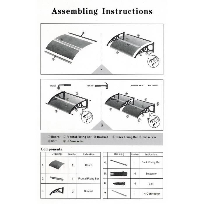 Auvent De Porte Et Fenêtres 120 X 80 Cm Marquise Solaire Abri Banne